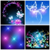 25款泡泡蝴蝶光束星光抽象透明背景素材